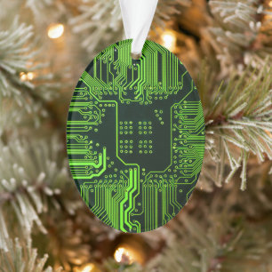Geek Out Nerd PCB Green Electronic Circuit Board  Ornament
