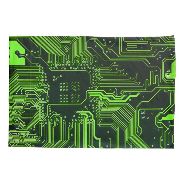 Geek Out Nerd PCB Green Electronic Circuit Board  Pillowcase (Back)