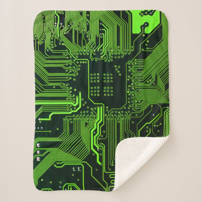 Geek Out Nerd PCB Green Electronic Circuit Board  Sherpa Blanket (Front)