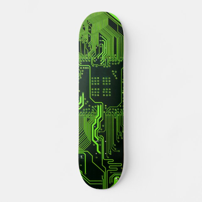 Geek Out Nerd PCB Green Electronic Circuit Board  Skateboard (Front)