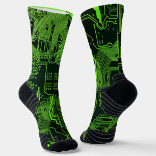 Geek Out Nerd PCB Green Electronic Circuit Board Socks