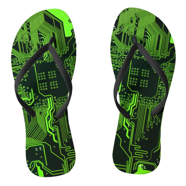 Geek Out Nerd PCB Green Electronic Circuit Board  Thongs (Footbed)