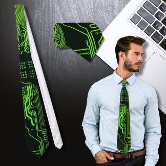 Geek Out Nerd PCB Green Electronic Circuit Board  Tie