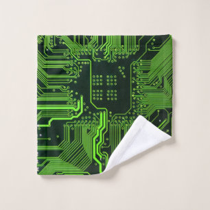Geek Out Nerd PCB Green Electronic Circuit Board Wash Cloth