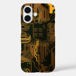 Geek Out Nerd PCB Orange Electronic Circuit Board  iPhone 16 Case
