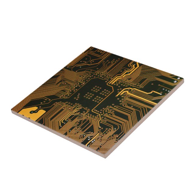 Geek Out Nerd PCB Orange Electronic Circuit Board  Ceramic Tile (Side)