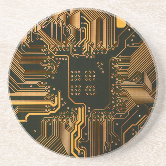 Geek Out Nerd PCB Orange Electronic Circuit Board  Coaster (Front)