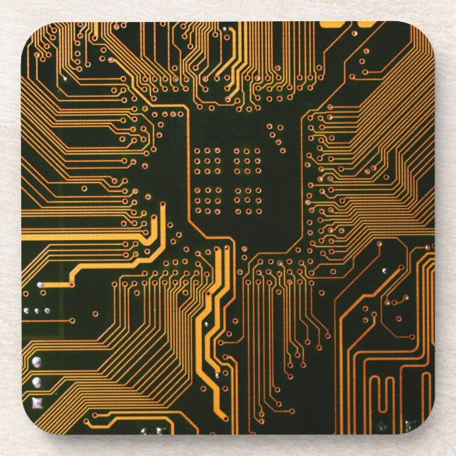 Geek Out Nerd PCB Orange Electronic Circuit Board  Coaster (Front)