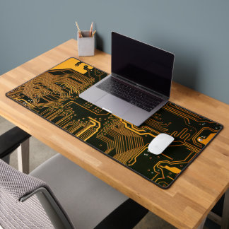 Geek Out Nerd PCB Orange Electronic Circuit Board  Desk Mat