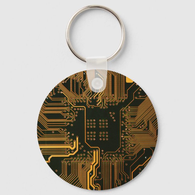 Geek Out Nerd PCB Orange Electronic Circuit Board  Key Ring (Front)