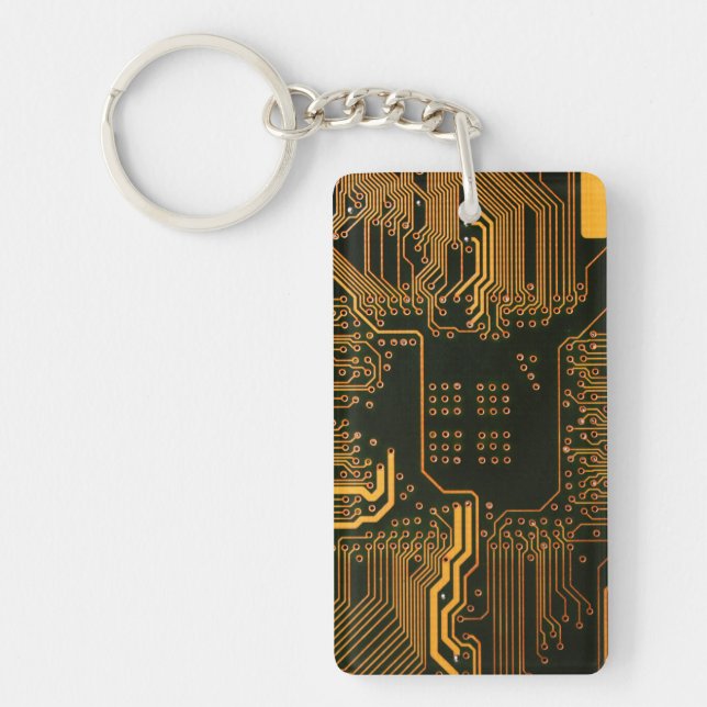 Geek Out Nerd PCB Orange Electronic Circuit Board  Key Ring (Front)