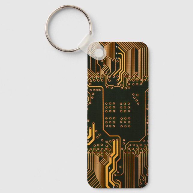 Geek Out Nerd PCB Orange Electronic Circuit Board  Key Ring (Front)