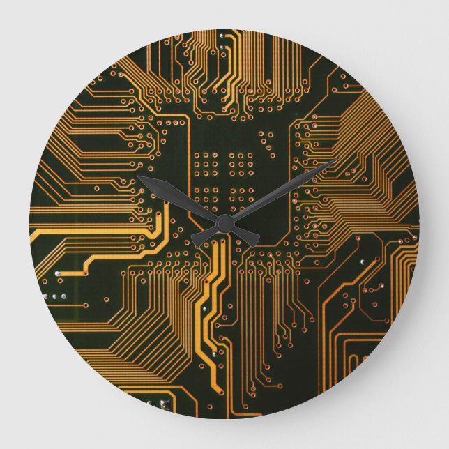 Geek Out Nerd PCB Orange Electronic Circuit Board  Large Clock (Front)