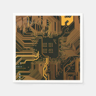 Geek Out Nerd PCB Orange Electronic Circuit Board  Napkin