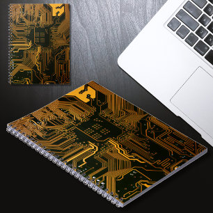Geek Out Nerd PCB Orange Electronic Circuit Board  Notebook