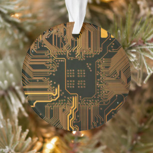 Geek Out Nerd PCB Orange Electronic Circuit Board  Ornament