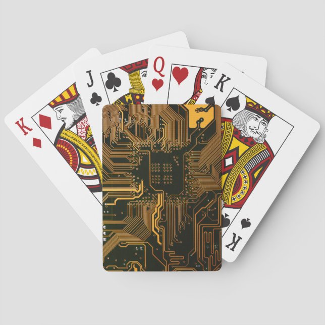 Geek Out Nerd PCB Orange Electronic Circuit Board  Playing Cards (Back)