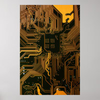 Geek Out Nerd PCB Orange Electronic Circuit Board 