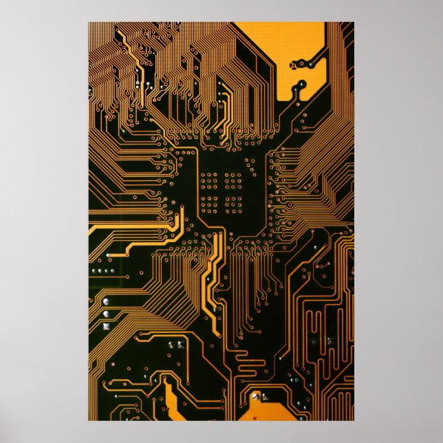 Geek Out Nerd PCB Orange Electronic Circuit Board  Poster (Front)