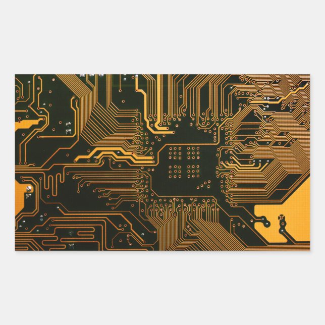 Geek Out Nerd PCB Orange Electronic Circuit Board  Rectangular Sticker (Front)
