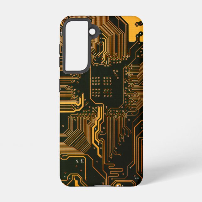 Geek Out Nerd PCB Orange Electronic Circuit Board  Samsung Galaxy S21 Case (Back)