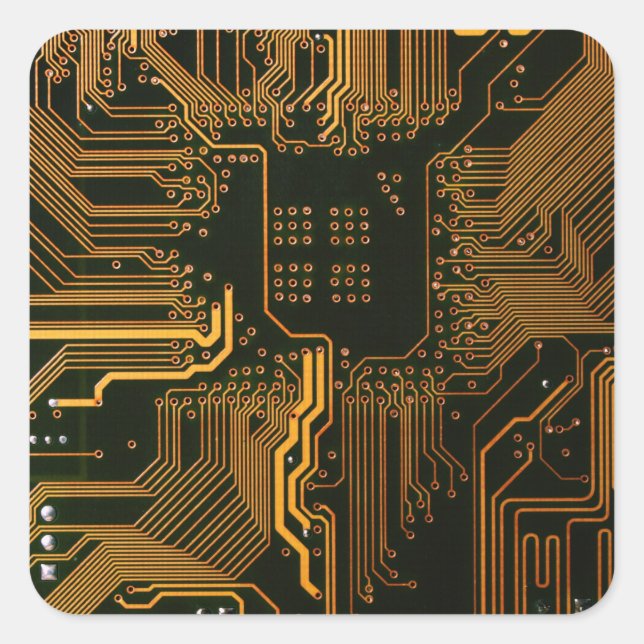 Geek Out Nerd PCB Orange Electronic Circuit Board  Square Sticker (Front)