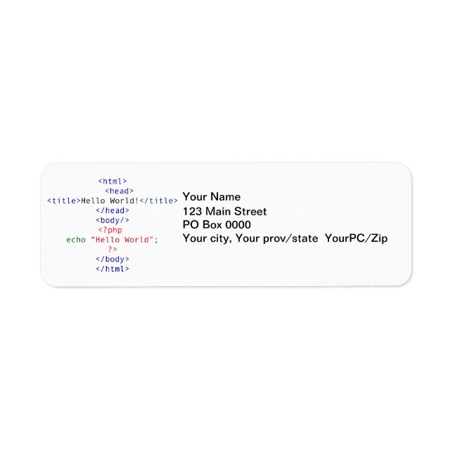 Geek php Greeting Return Address Label (Front)