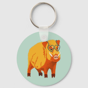 Geek Pig Funny Boar Wild Animal Key Ring