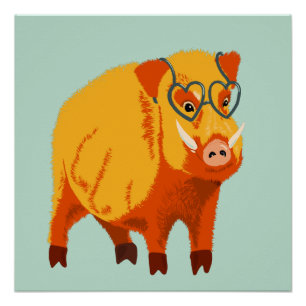 Geek Pig Funny Boar Wild Animal Poster