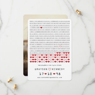 Geek Programmed For Love Simple Binary Code Photo Save The Date