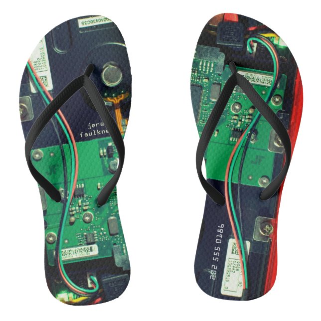 Geek robotic printed circuit board electronic Cool Thongs (Footbed)
