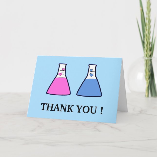 Geek Science Beaker Hearts Baby Shower Thank You Card (Front)