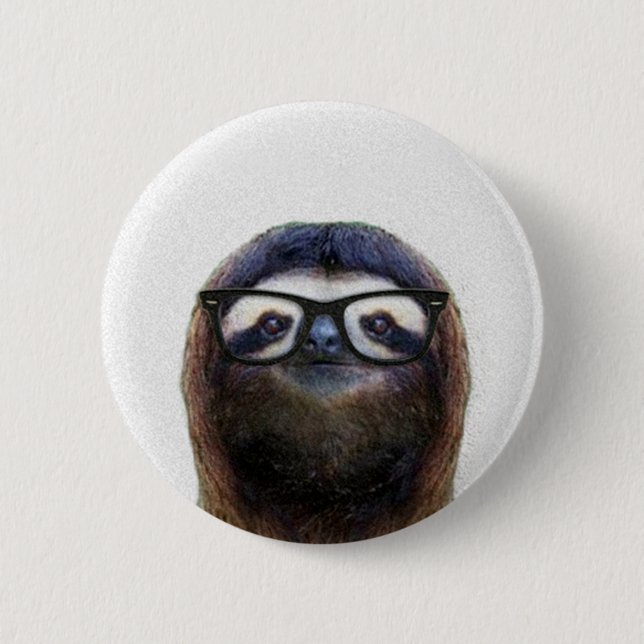 Geek Sloth 6 Cm Round Badge (Front)