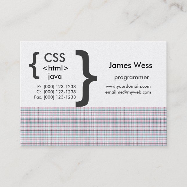 Geek Web Programmer Business Card (Front)