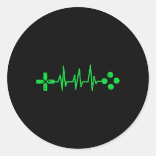 Geeks Heartbeat Gaming Classic Round Sticker