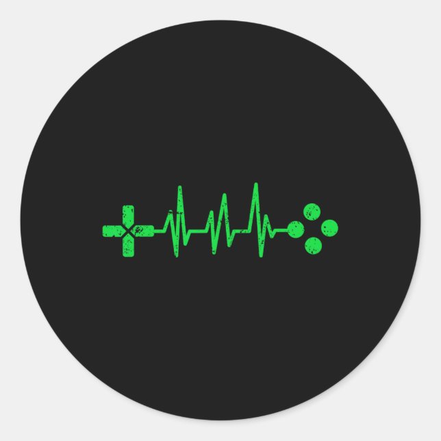 Geeks Heartbeat Gaming  Classic Round Sticker (Front)