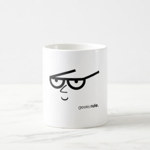 "Geeks Rule" Funny-looking Face with Eyeglasses Coffee Mug