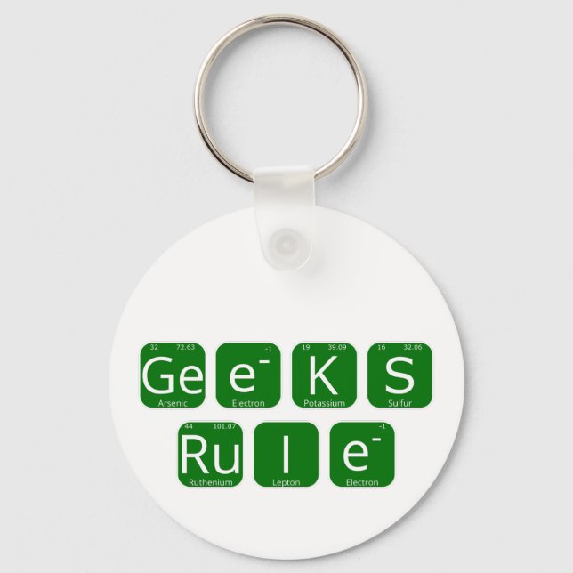 Geeks Rule Periodic Table Slogan Key Ring (Front)