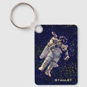 Geeky Astronaut In Space For Him Cool Personalised Key Ring