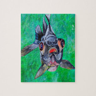 Geeky Blackmoor Goldfish With Telescopic Eyes Jigsaw Puzzle