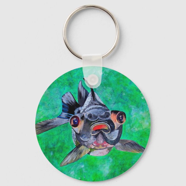 Geeky Blackmoor Goldfish With Telescopic Eyes Key Ring (Front)