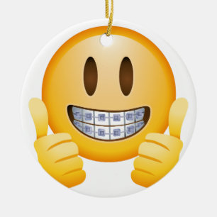 Geeky Braces Emoji Ceramic Ornament