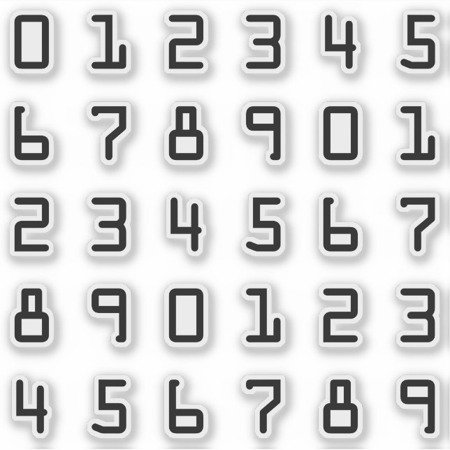 Geeky Computer Style Digits / Numbers / Numerals (Front)