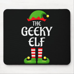 Geeky Elf Family Matching Group Christmas Geek Mouse Pad