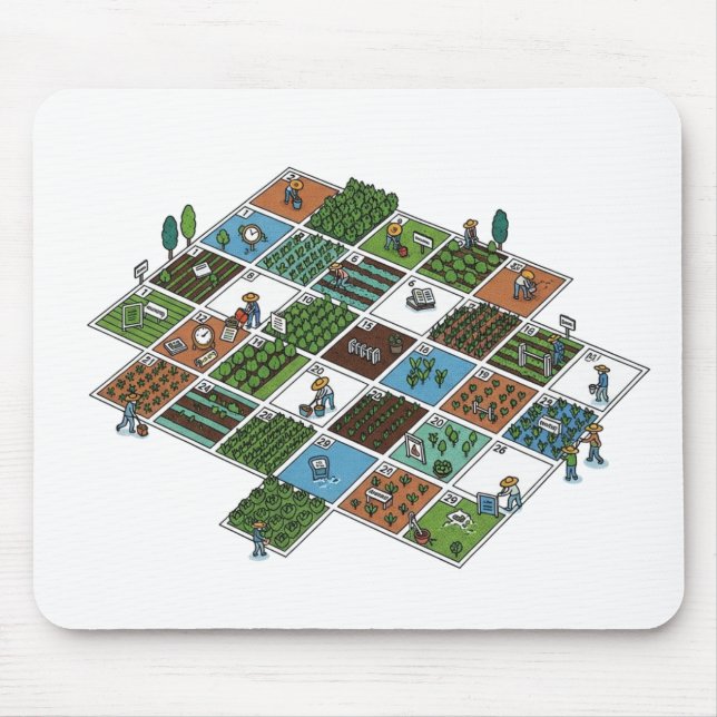 Geeky Farming Grid – Agriculture Meets AI Mouse  Pad (Front)