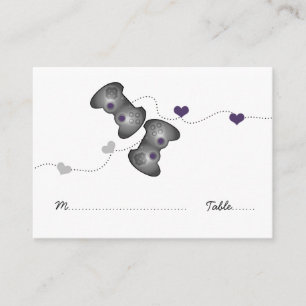 Geeky Gamer Wedding Place Cards (Silver/Purple)