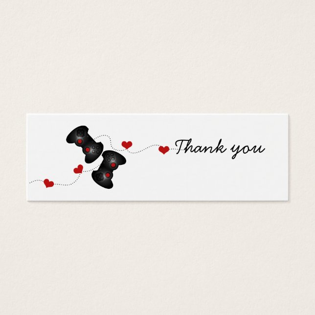 Geeky Gamer Wedding Thank You Mini Cards (Dark) (Front)