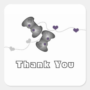 Geeky Gamers Thank You Stickers (Silver/Purple)