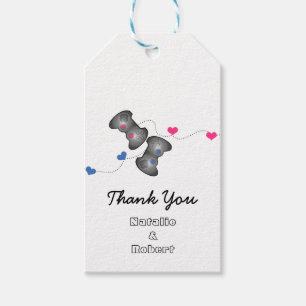 Geeky Gamers Wedding Gift Tags Pink Blue
