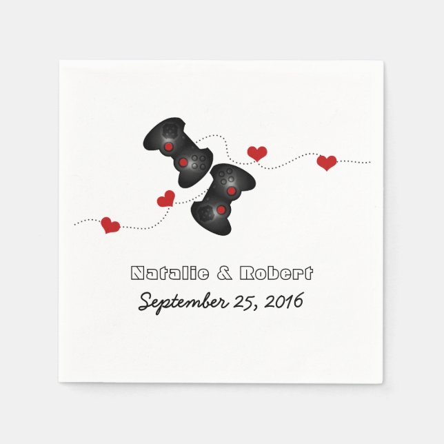 Geeky Gamers Wedding Paper Napkins Dark (Front)